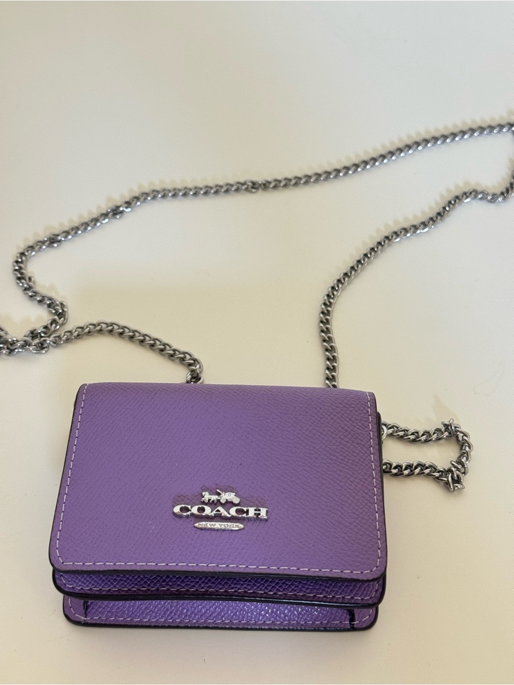 Purple Coach Cardholder with Chain